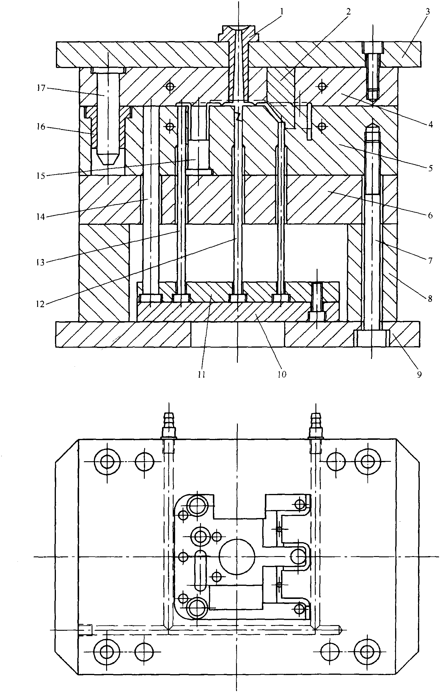 6. 電泵壓線支架注塑模具